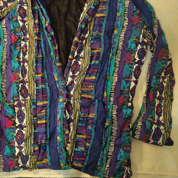 Vintage ZZ Michaels Abstract Pattern Summer Blazer - Picture 3 of 12